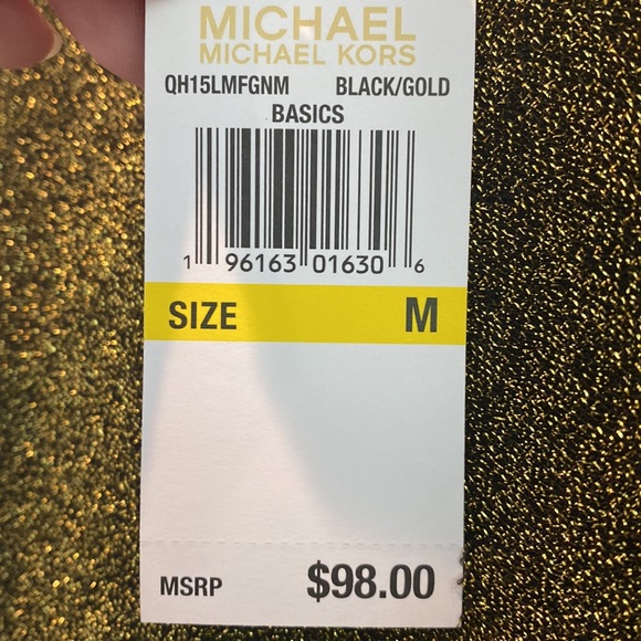 NEW Michael Kors Gold Shimmer Cut Out Shoulder Top - Picture 8 of 10